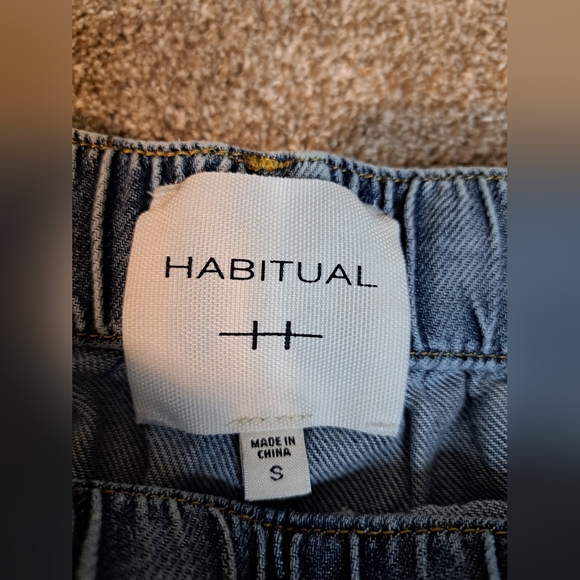 Habitual Pull On Denim Wide Leg Cargo Jeans Drawstring Waist & Pants Hem - Picture 3 of 8